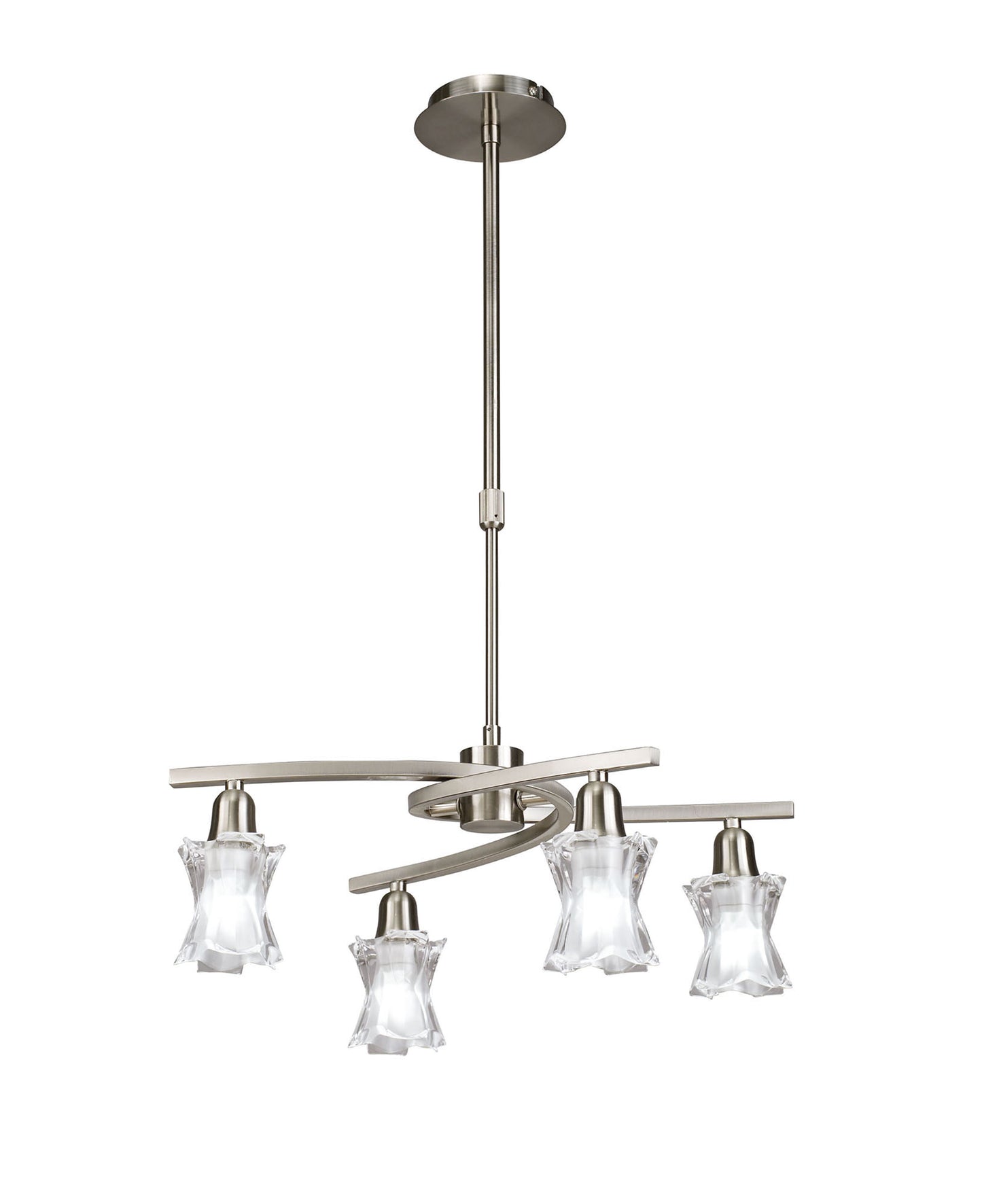 Alaska GU10 Pendant Convertible To Semi Flush 4 Light L1/SGU10, Satin Nickel, CFL Lamps INCLUDED by Mantra