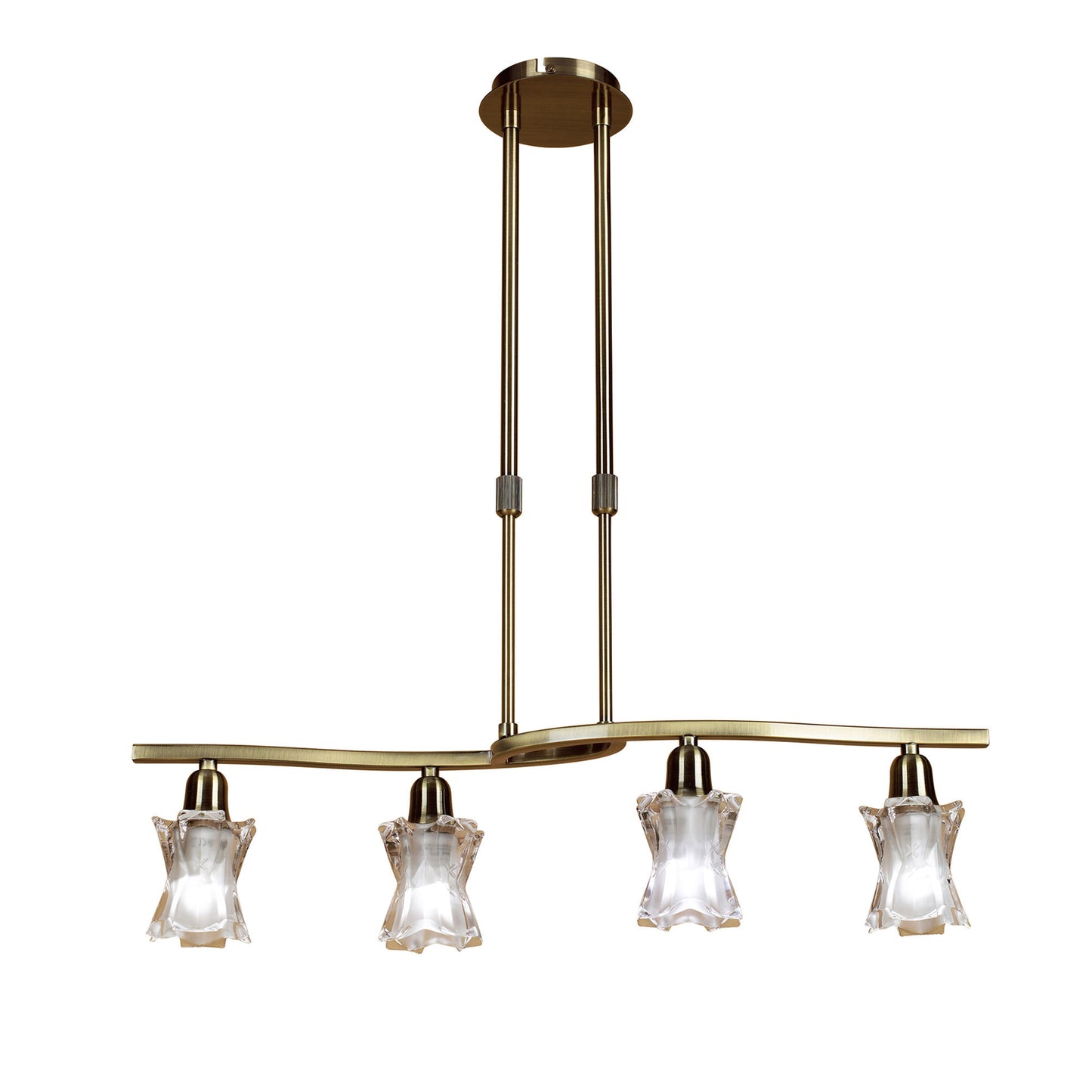 Alaska GU10 Telescopic 4 Light L1, SGU10 Bar, Antique Brass, CFL Lamps INCLUDED by Mantra