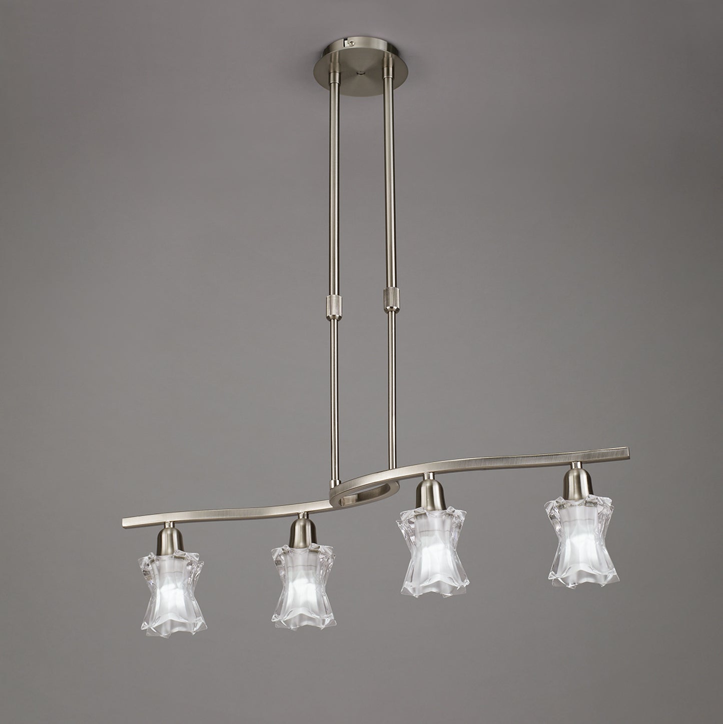 Alaska GU10 Telescopic 4 Light L1, SGU10 Bar, Satin Nickel, CFL Lamps INCLUDED by Mantra