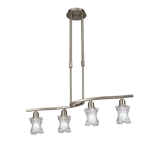 Alaska GU10 Telescopic 4 Light L1, SGU10 Bar, Satin Nickel, CFL Lamps INCLUDED by Mantra