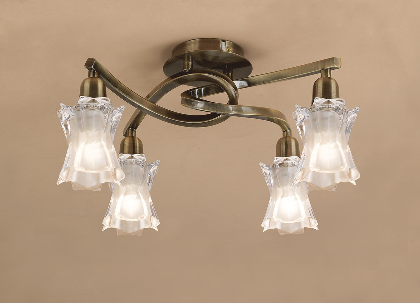 Alaska GU10 Ceiling 4 Light L1/SGU10, Antique Brass, CFL Lamps INCLUDED by Mantra