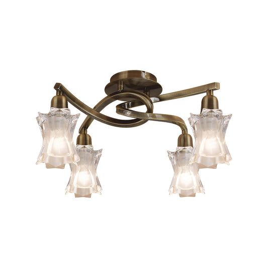 Alaska GU10 Ceiling 4 Light L1/SGU10, Antique Brass, CFL Lamps INCLUDED by Mantra