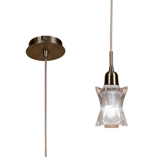 Alaska GU10 Pendant 1 Light L1/SGU10, Antique Brass, CFL Lamps INCLUDED by Mantra