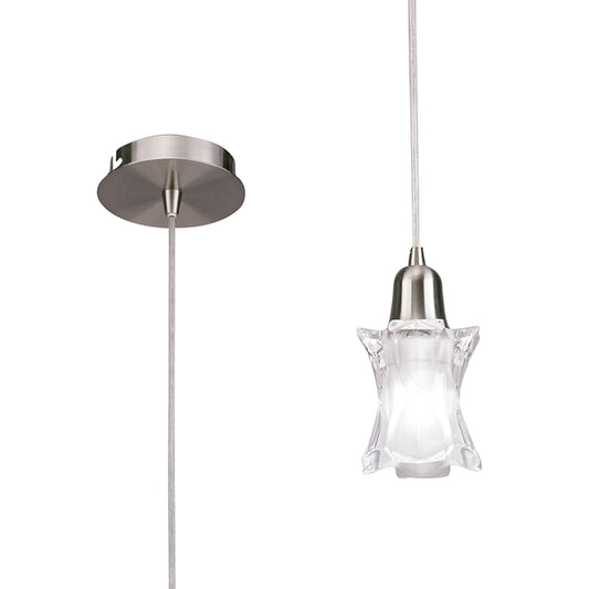 Alaska GU10 Square Pendant 1 Light L1/SGU10, Satin Nickel, CFL Lamps INCLUDED by Mantra