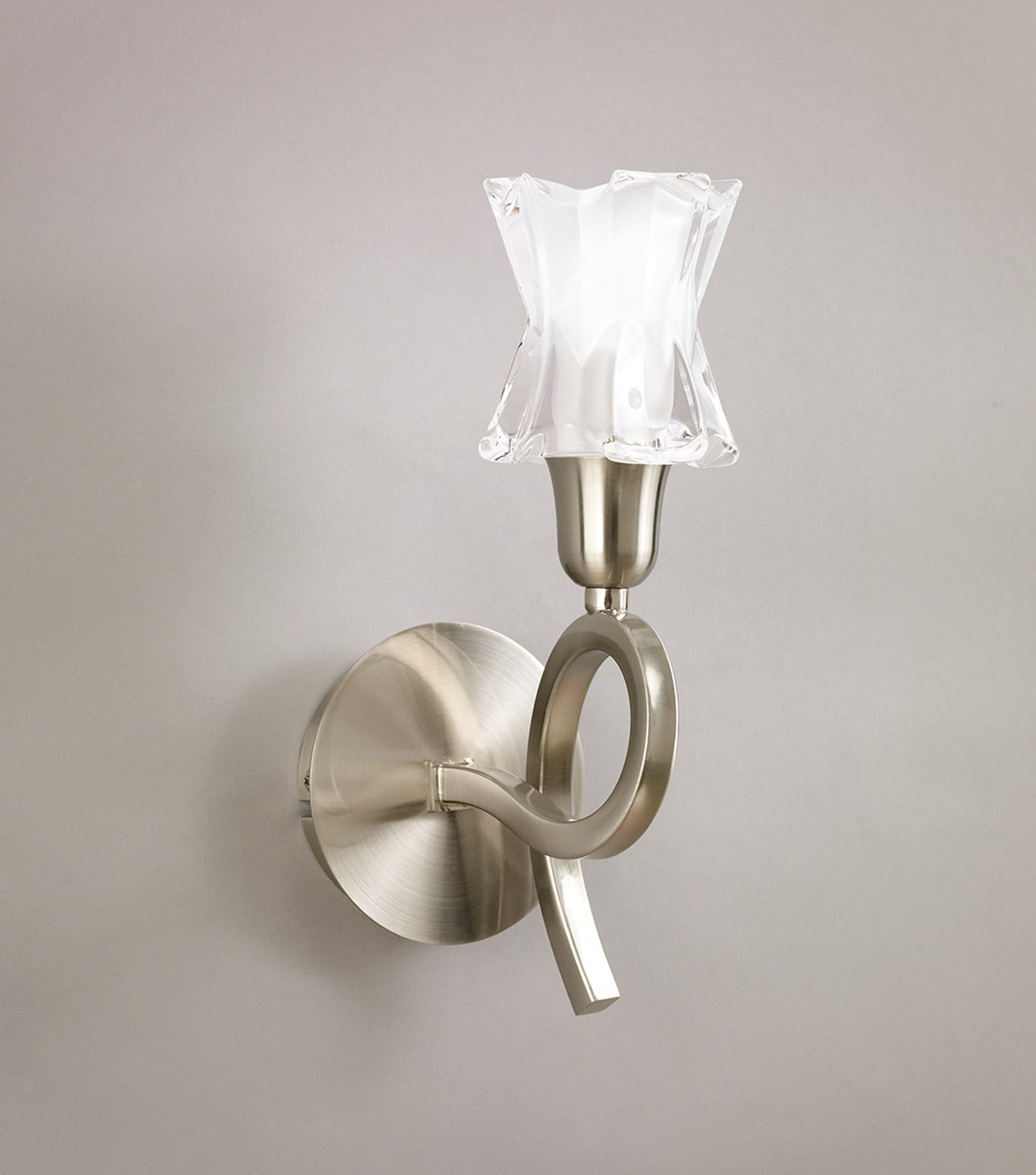 Alaska GU10 Wall Lamp Switched 1 Light L1/SGU10, Satin Nickel, CFL Lamps INCLUDED by Mantra