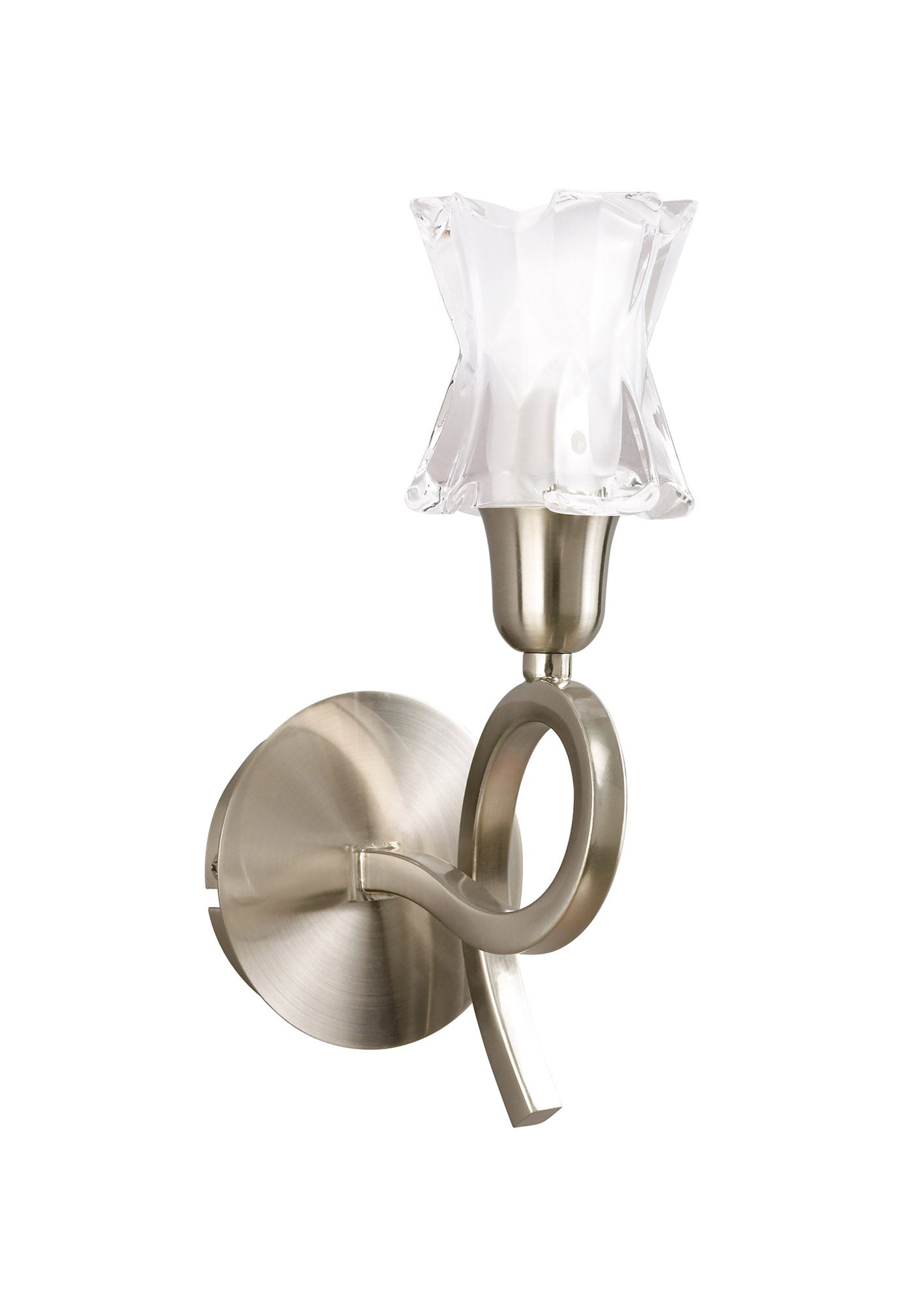 Alaska GU10 Wall Lamp Switched 1 Light L1/SGU10, Satin Nickel, CFL Lamps INCLUDED by Mantra