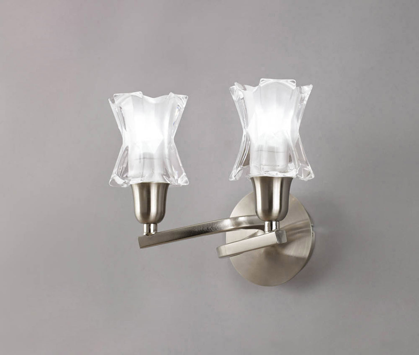 Alaska GU10 Wall Lamp Switched 2 Light L1/SGU10, Satin Nickel, CFL Lamps INCLUDED by Mantra