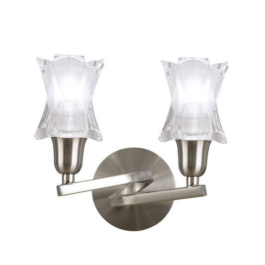 Alaska GU10 Wall Lamp Switched 2 Light L1/SGU10, Satin Nickel, CFL Lamps INCLUDED by Mantra