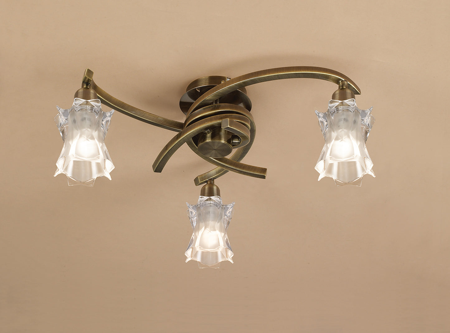 Alaska GU10 Ceiling 3 Light L1/SGU10, Antique Brass, CFL Lamps INCLUDED by Mantra