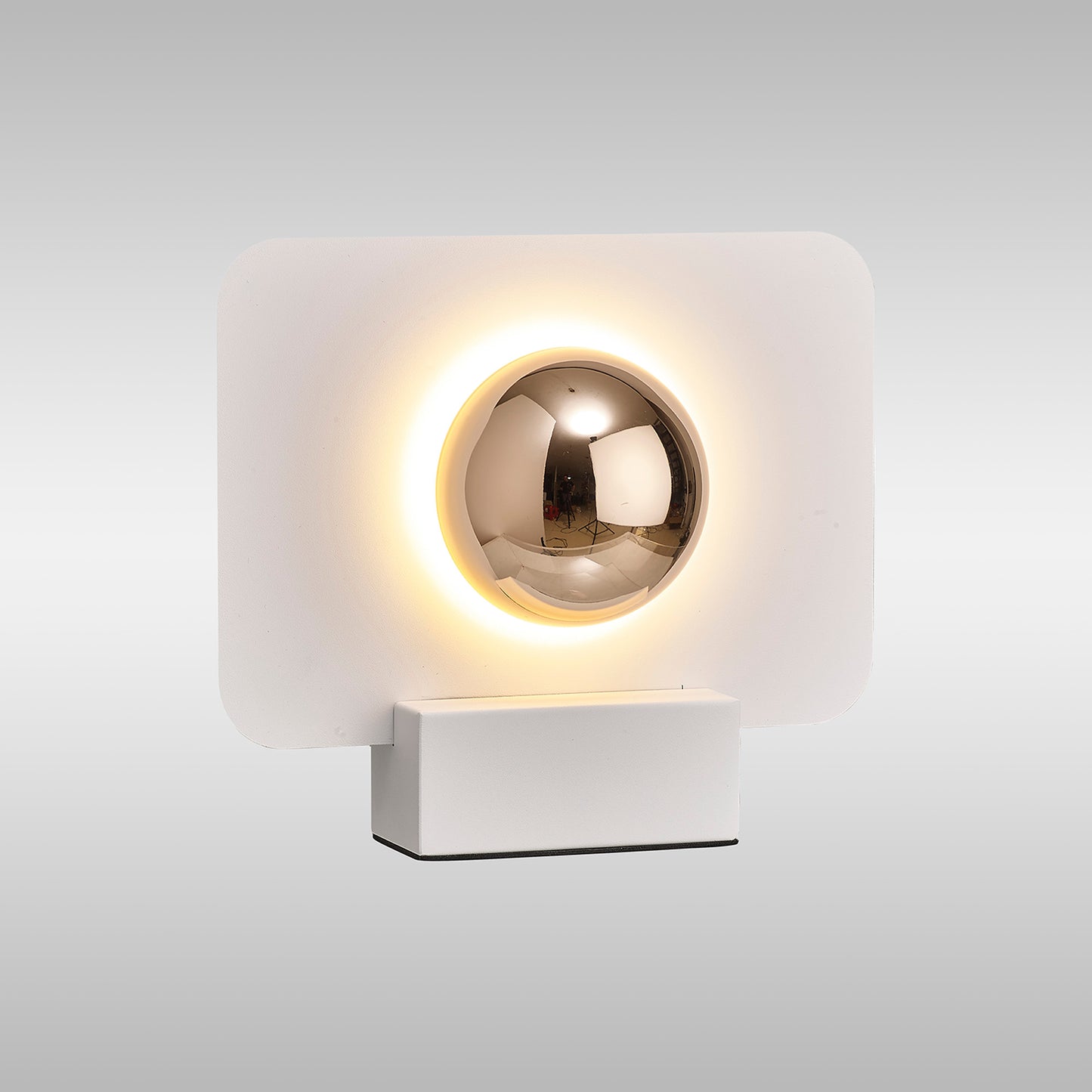 Alba 25cm Table Lamp, 8W LED, 3000K, 640lm, White/French Gold, 3yrs Warranty by Mantra