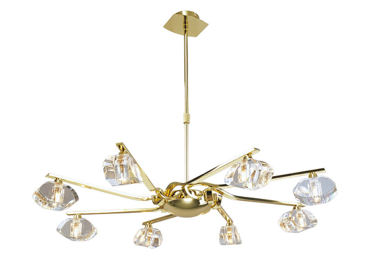 Alfa Pendant 8 Light G9, Polished Brass by Mantra