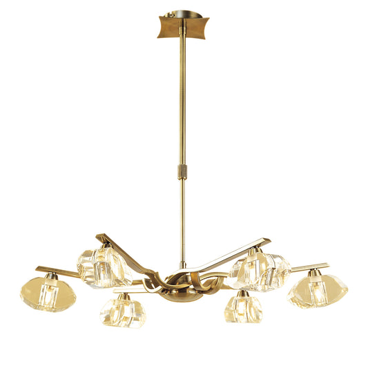 Alfa Telescopic Pendant Convertible To Semi Flush 6 Light G9, Antique Brass by Mantra