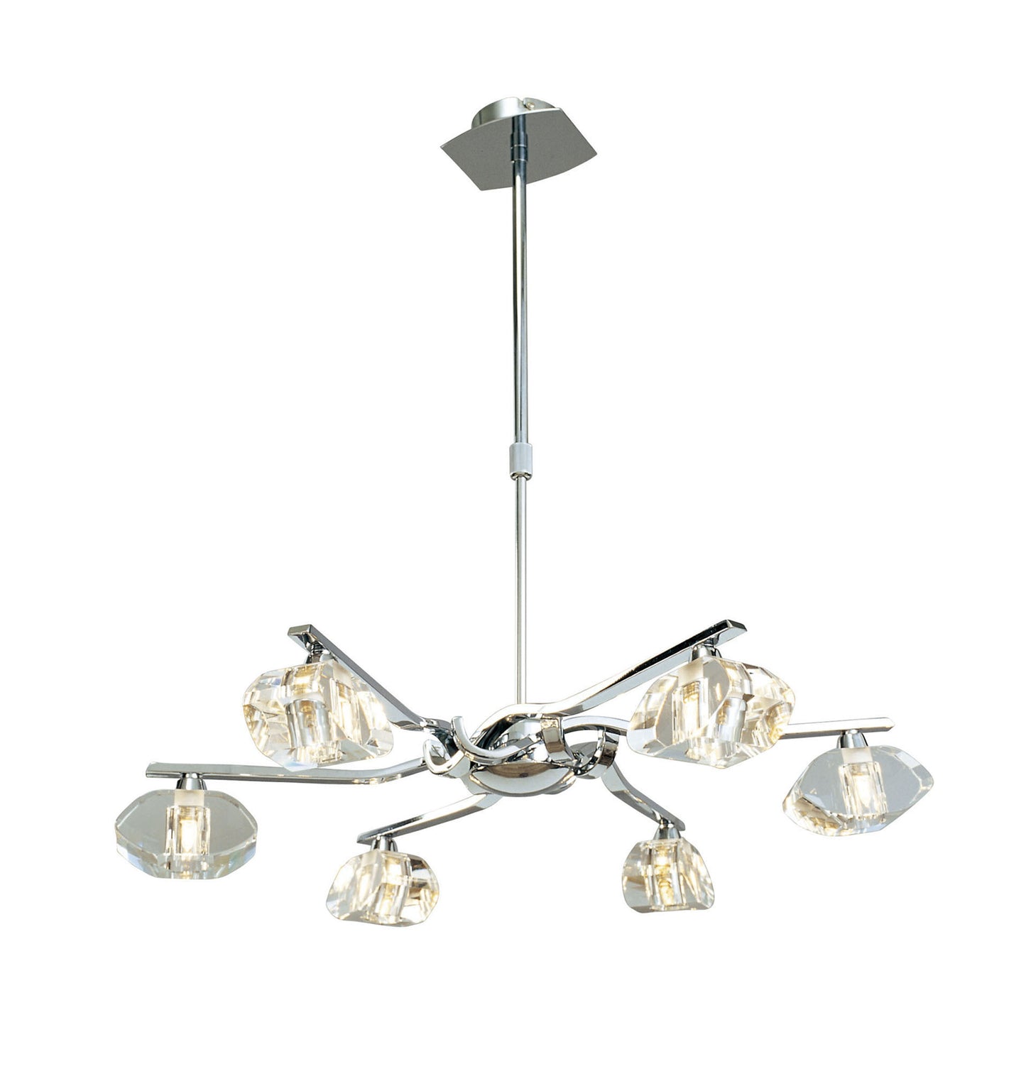 Alfa Telescopic Convertible To Semi Flush 6 Light G9, Polished Chrome by Mantra