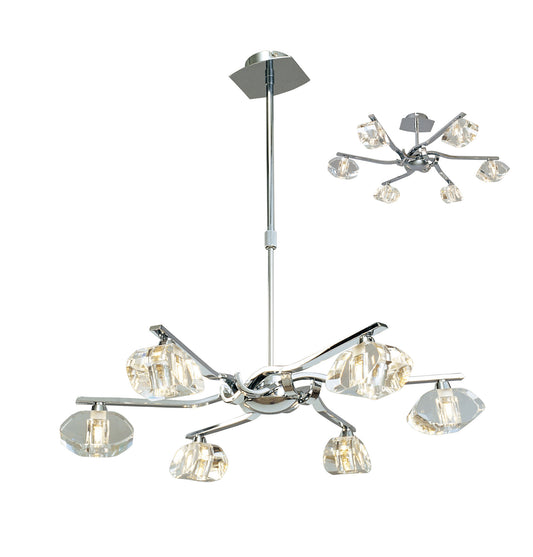 Alfa Telescopic Convertible To Semi Flush 6 Light G9, Polished Chrome by Mantra