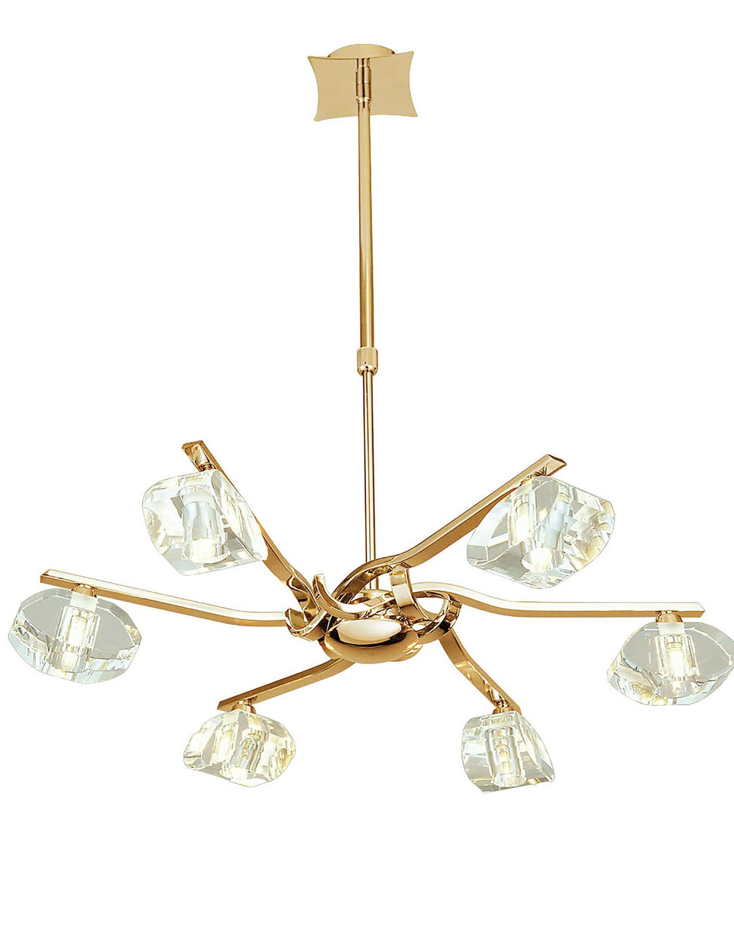 Alfa Telescopic Convertible To Semi Flush 6 Light G9, French Gold by Mantra