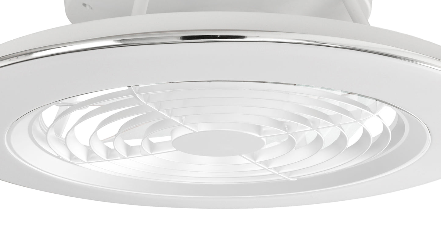 Alisio 70W LED Dimmable Ceiling Light With Built-In 35W DC Reversible Fan, White Finish c/w Remote Control and APP Control, 4900lm, White by Mantra