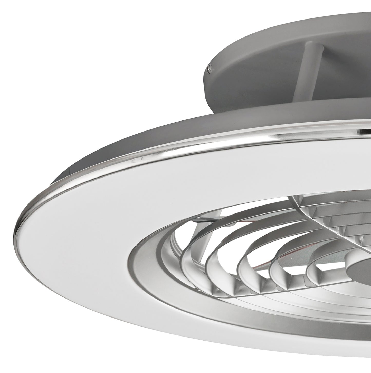 Alisio 70W LED Dimmable Ceiling Light With Built-In 35W DC Reversible Fan, Chrome/Grey Finish c/w Remote Control and APP Control, 4900lm by Mantra