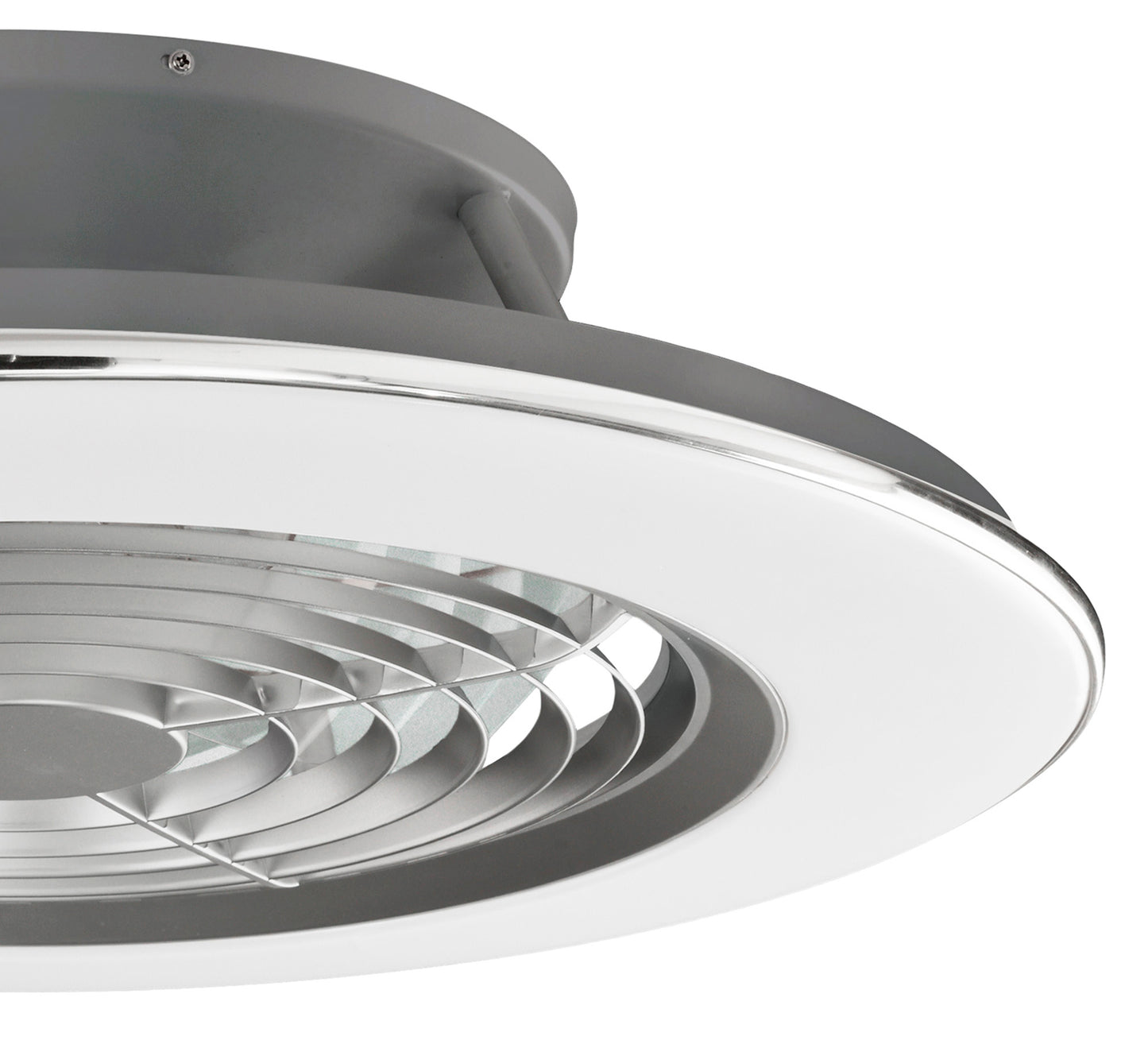 Alisio 70W LED Dimmable Ceiling Light With Built-In 35W DC Reversible Fan, Chrome/Grey Finish c/w Remote Control and APP Control, 4900lm by Mantra