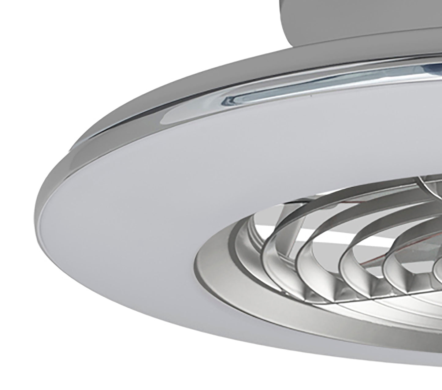 Alisio Mini 70W LED Dimmable Ceiling Light With Built-In 30W DC Reversible Fan, Silver Finish c/w Remote Control, 4900lm by Mantra