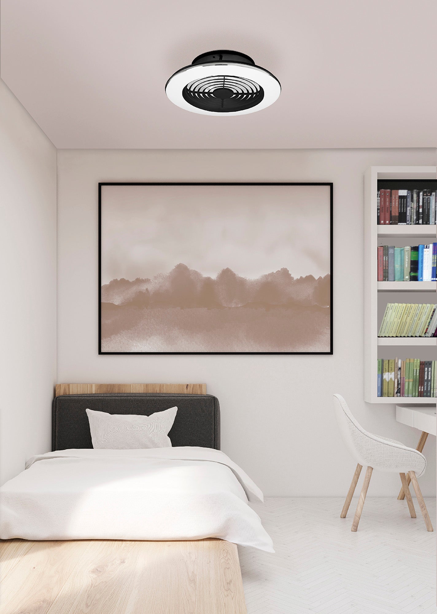 Alisio 70W LED Dimmable Ceiling Light With Built-In 35W DC Reversible Fan, BlackWhite Finish c/w Remote Control and APP Control, 4900lm by Mantra