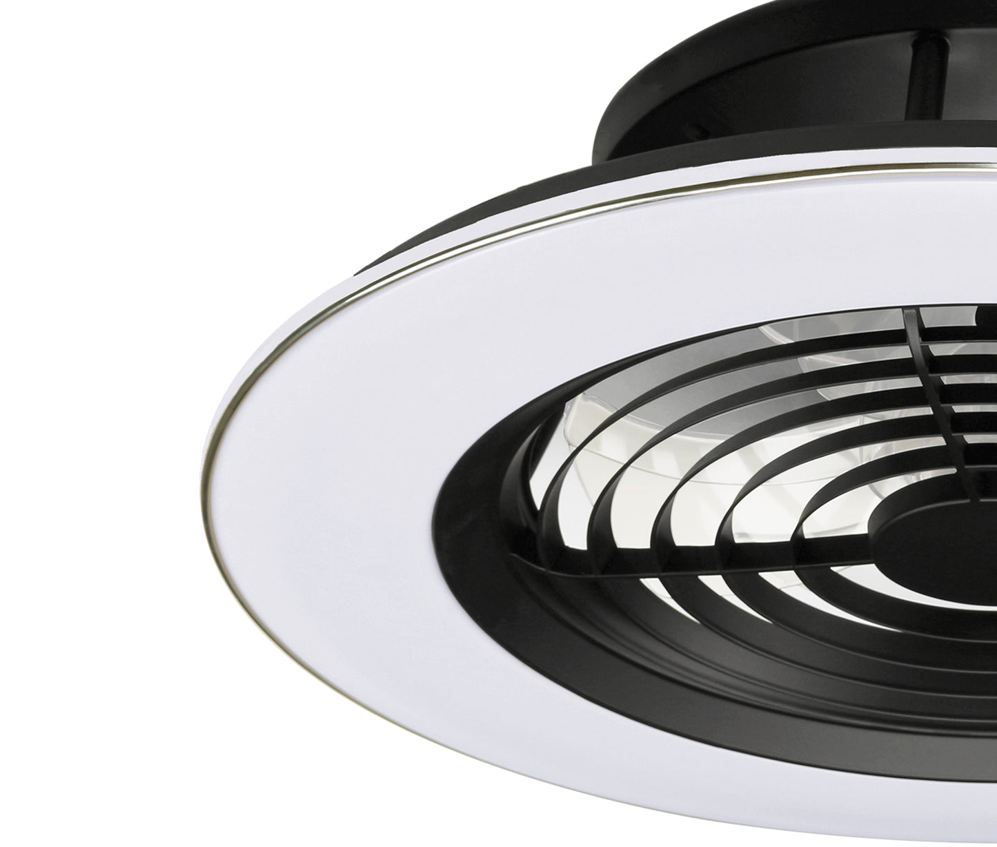 Alisio 70W LED Dimmable Ceiling Light With Built-In 35W DC Reversible Fan, BlackWhite Finish c/w Remote Control and APP Control, 4900lm by Mantra