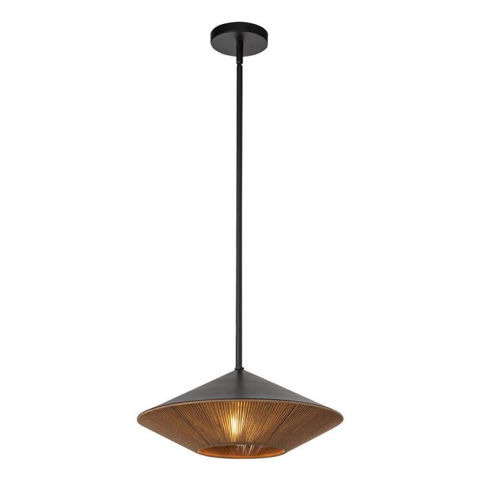 Daphne 1 lt Large Pendant - Matte Black & Natural