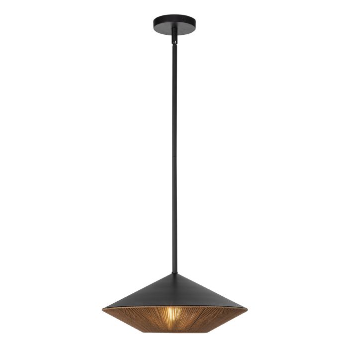 Daphne 1 lt Large Pendant - Matte Black & Natural