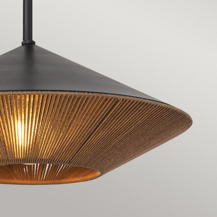 Daphne 1 lt Large Pendant - Matte Black & Natural