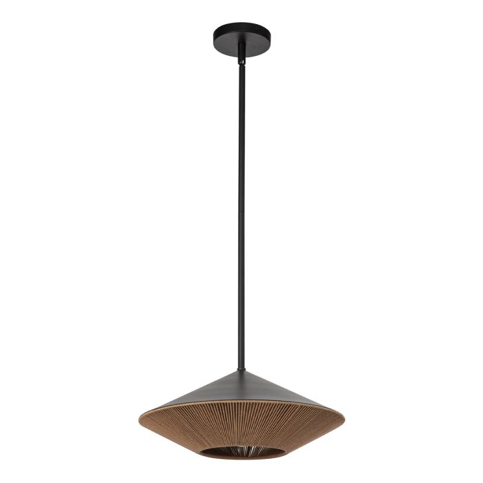 Daphne 1 lt Large Pendant - Matte Black & Natural