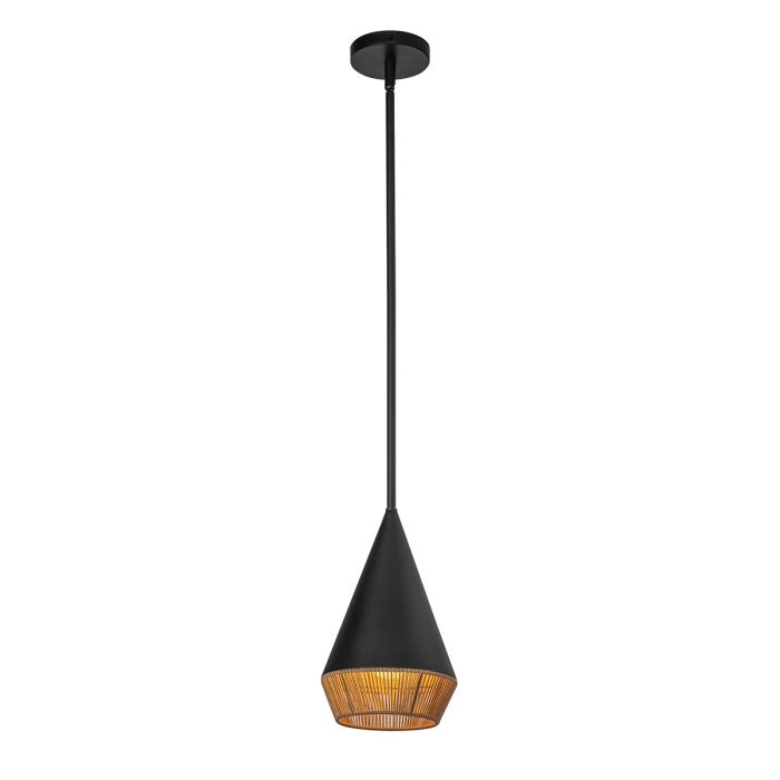 Daphne 1 lt Small Pendant - Matte Black & Natural