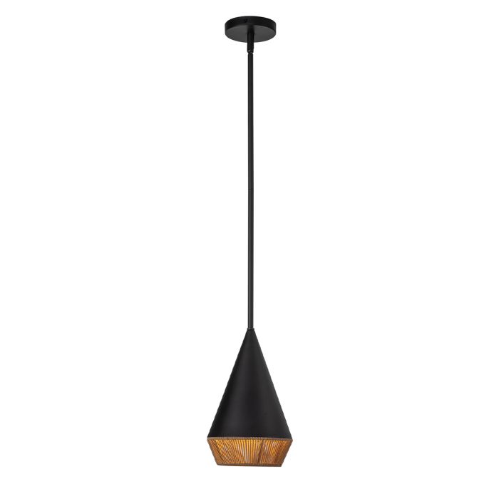 Daphne 1 lt Small Pendant - Matte Black & Natural