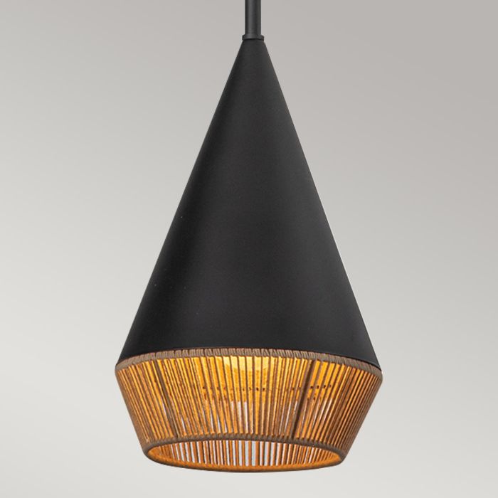 Daphne 1 lt Small Pendant - Matte Black & Natural