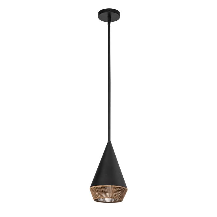 Daphne 1 lt Small Pendant - Matte Black & Natural