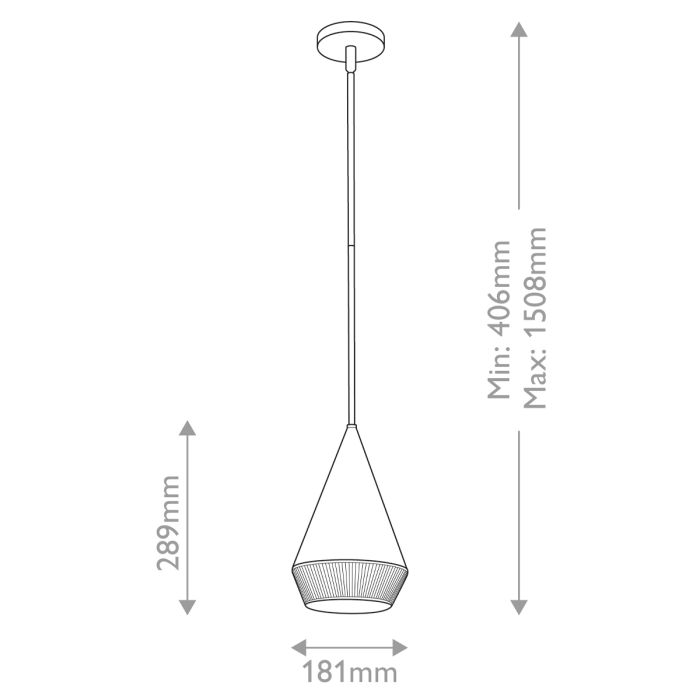 Daphne 1 lt Small Pendant - Matte Black & Natural