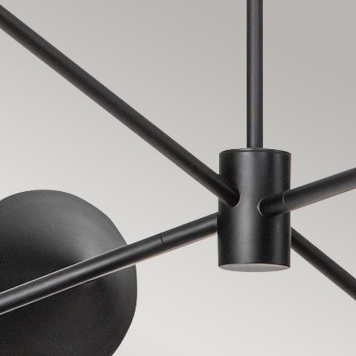 Daphne 6 lt Chandelier - Matte Black & Natural