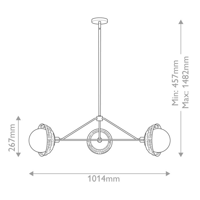 Perth 3 lt Chandelier - Brushed Gold