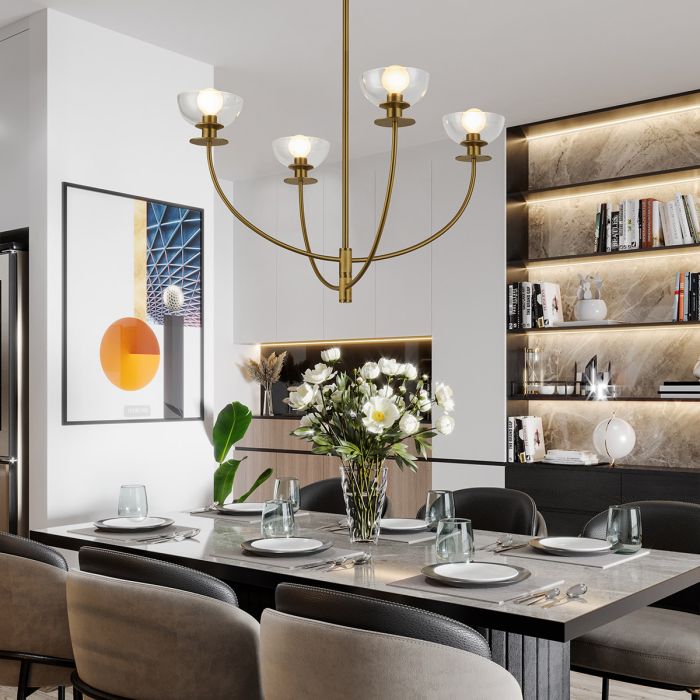 Sylvia 4 lt Chandelier - Brushed Gold