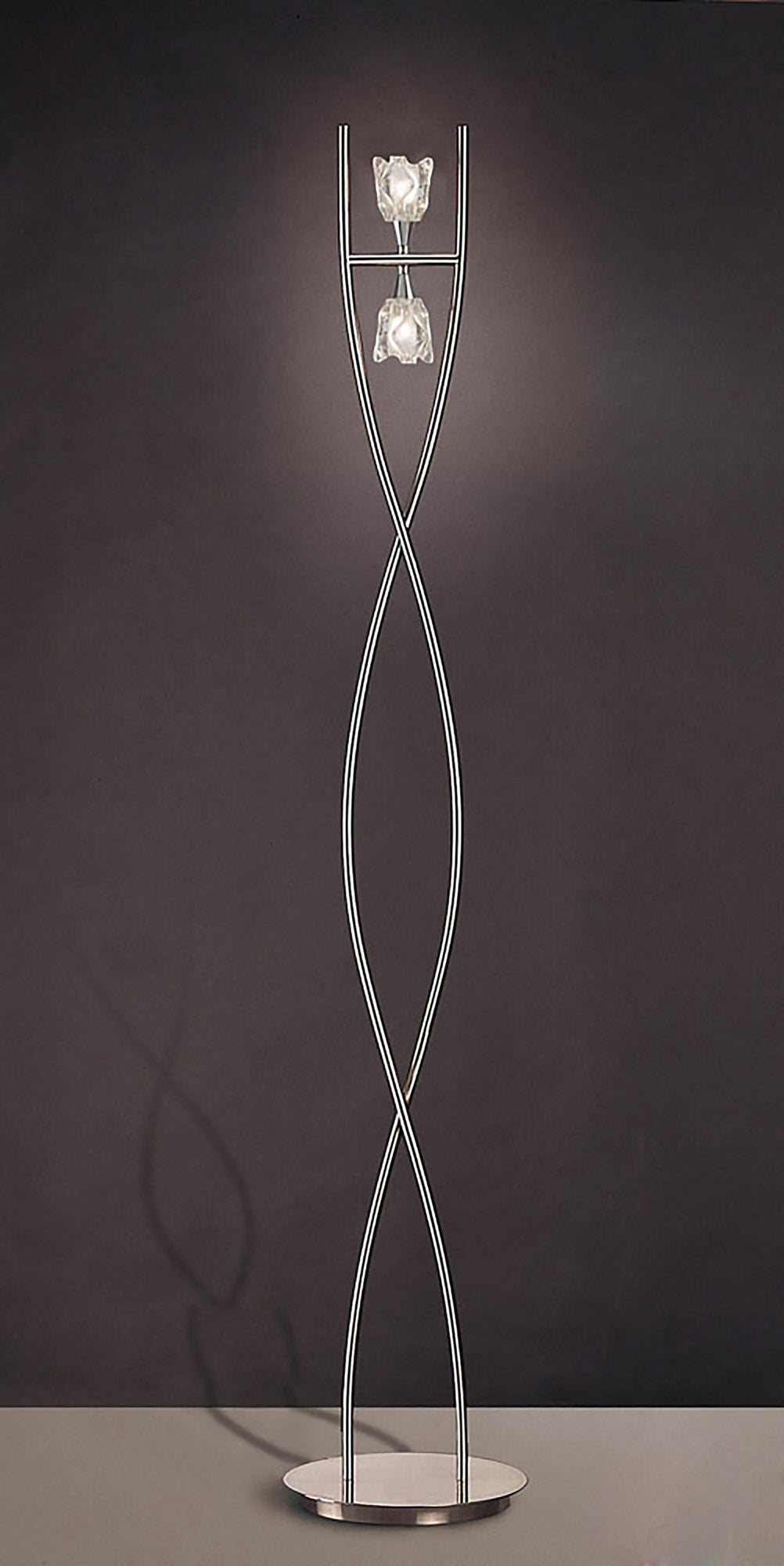 Amel Floor Lamp 2 Light G9, Polished Chrome, by Mantra