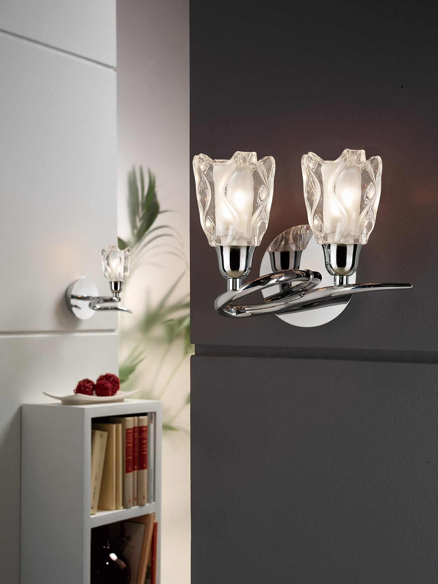 Amel Wall Lamp Switched 2 Light L1/SGU10, Polished Chrome, CFL Lamps INCLUDED by Mantra