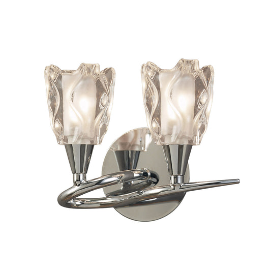 Amel Wall Lamp Switched 2 Light L1/SGU10, Polished Chrome, CFL Lamps INCLUDED by Mantra