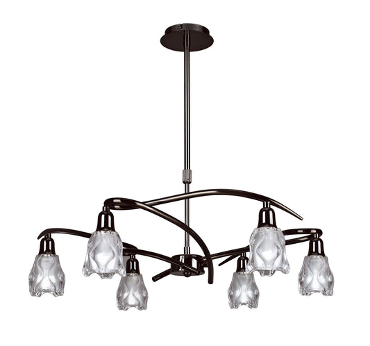 Amel Telescopic Convertible To Semi Flush 6 Light L1/SGU10, Black Chrome, CFL Lamps INCLUDED by Mantra