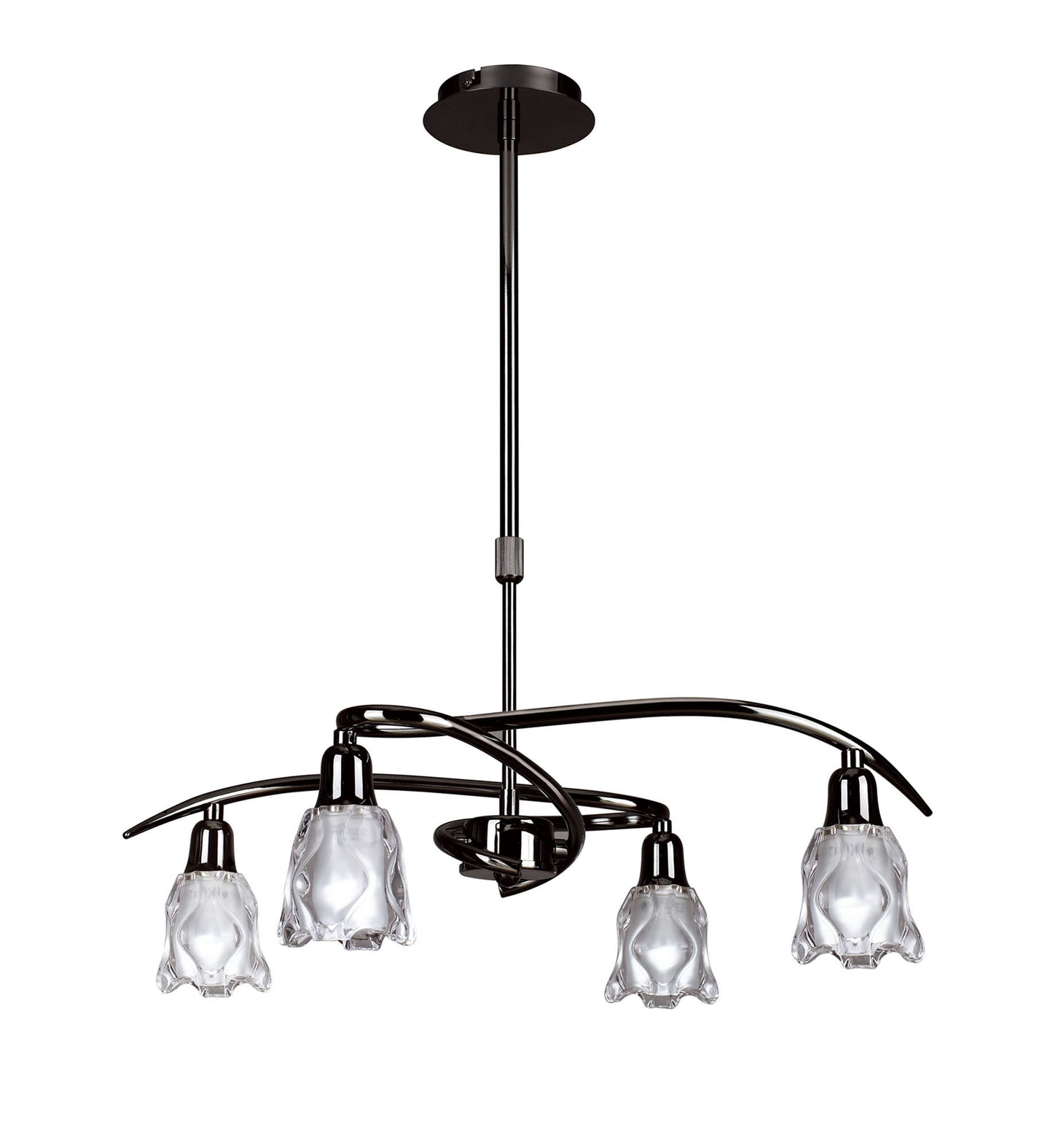 Amel Telescopic Convertible To Semi Flush 4 Light L1/SGU10, Black Chrome, CFL Lamps INCLUDED by Mantra