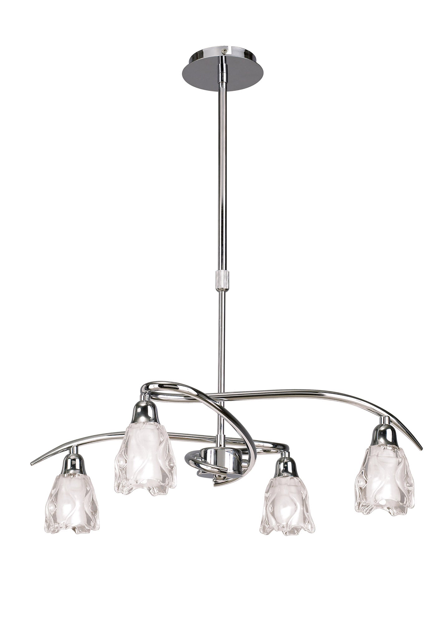 Amel Telescopic Convertible To Semi Flush 4 Light L1/SGU10, Polished Chrome, CFL Lamps INCLUDED by Mantra