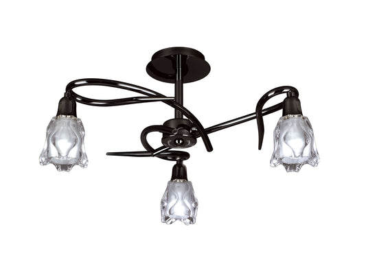 Amel Ceiling 3 Light L1/SGU10, Black Chrome, CFL Lamps INCLUDED by Mantra