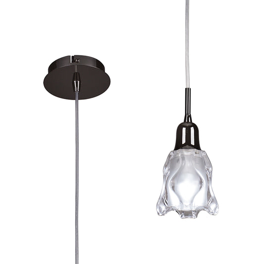 Amel Pendant 1 Light L1/SGU10, Black Chrome, CFL Lamps INCLUDED by Mantra