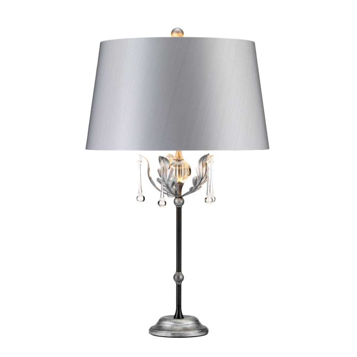 Amarilli 1 Light Table Lamp with Silver Shade - Black with Silver Patina