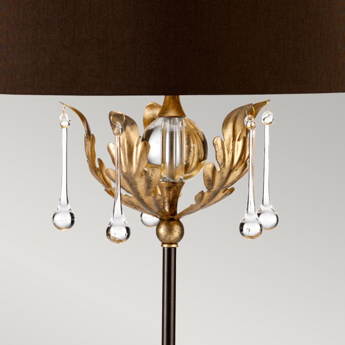 Amarilli 1 Light Table Lamp with Brown Shade - Bronze with Gold Patina