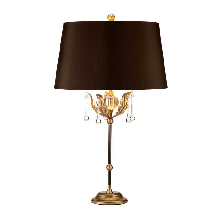 Amarilli 1 Light Table Lamp with Brown Shade - Bronze with Gold Patina