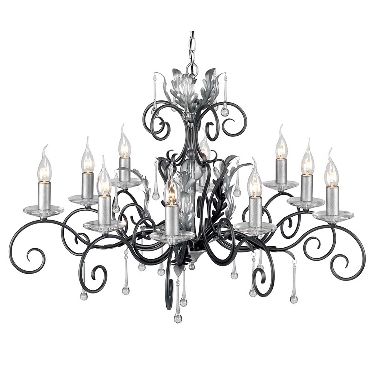 Amarilli 10 Light Chandelier – Black/Silver