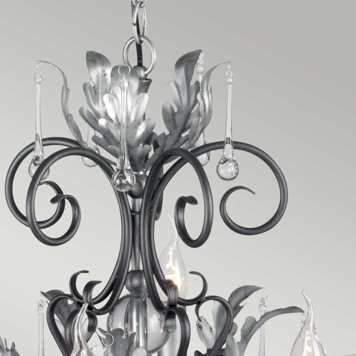 Amarilli 10 Light Chandelier - Black with Silver Patina